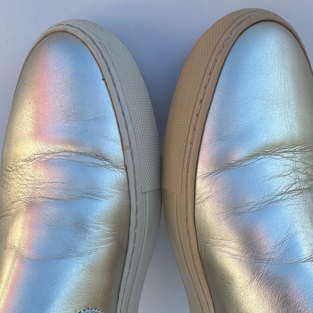 Woman By Common Projects Slip-On Sneaker Leather Metallic Gold Size 40. View 5